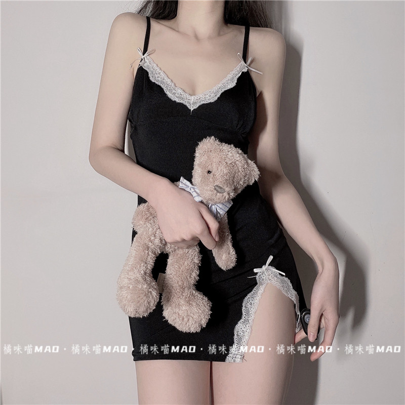 Sexy Sleeping Dress Summer With Chest Cushion Pyjamas Woman 2022 New Lace Senior Sensation Pure Desire Wind Hot Harnesses Short Skirts