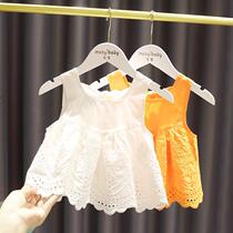 Child Bottling Baby Doll Dress Girl Child 2022 Summer Dress New Girl Jacquard Vest Harness Blouse Tide
