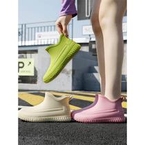 Spring Autumn Rain Shoes Womens Style Short Barrel Low Help Rain Boots Thick Bottom Warm Lady Water Shoes High End Rubber Shoes Waterproof Anti Slip