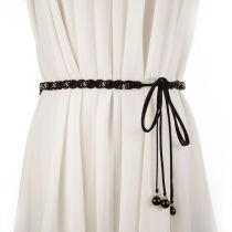 Waist chain female summer elegant decoration Korean version of Joker dress thin belt pearl rhinestones