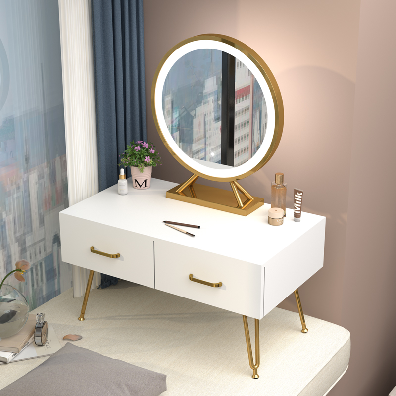 Floating window dressing table minimalist modern Nordic tatami containing cabinet integrated small makeup bench with lamp mirror Mini