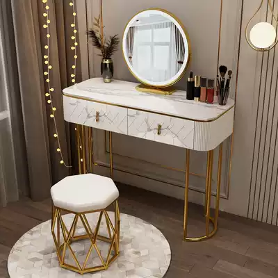 Makeup table bedroom modern simple small apartment Nordic light luxury dressing table Net red ins Wind makeup table with lamp table