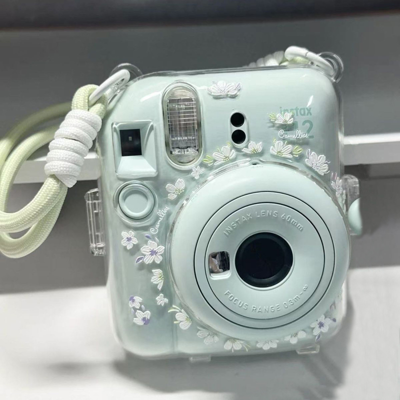 Polaroid Protective Case Fuji Mini12/11 Protective Case Camera Transparent Case Crystal Case Cute Lanyard Set