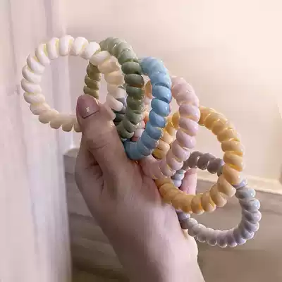 Telephone line Hairband Korean version of No Trace cute rubber band hair accessories mermaid Ji Hairband Morandi color frosted telephone line