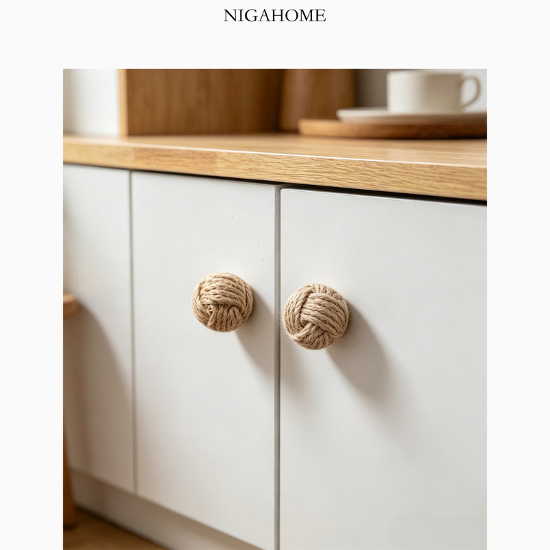 Nigahome Contrast Color Woven Rope Knotted Wardrobe Cabinet Door Drawer Handle 6-Piece Set 46383555052 Nigahome Contrast Color Woven Rope Knotted Wardrobe Cabinet Door Drawer Handle 6-Piece Set 46383555052
