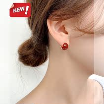 Red Bean Earrings Earrings Retro Temperament Brief Frescoed With Red Bean Ear Accessories 2021 New Super Fairy Red