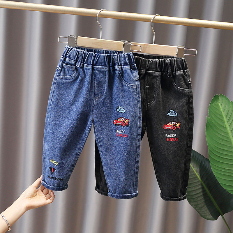 Boy jeans 2022 Spring and Autumn Clothing New Child Embroidery Car Boy Pants and Child Small Kids handsome casual pants