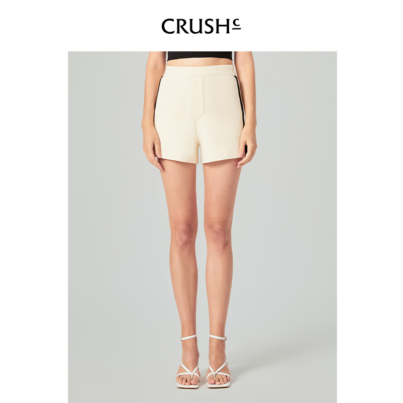 Crush Collection Spring and Summer Knitted High-Waisted Sports Casual Shorts, Color-Blocking Versatile Pants for Women
