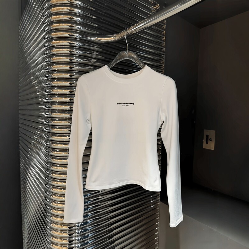 Dawang 2026 Autumn New Logo Small Letter Print Stretch Slim Fit Long Sleeve T-Shirt for Women, Slimming and Versatile Top