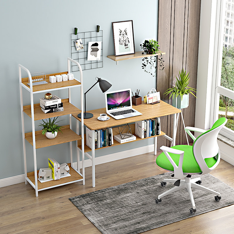 Modern household bookshelf desk in one bookcase computer desk student household study suite composite writing desk
