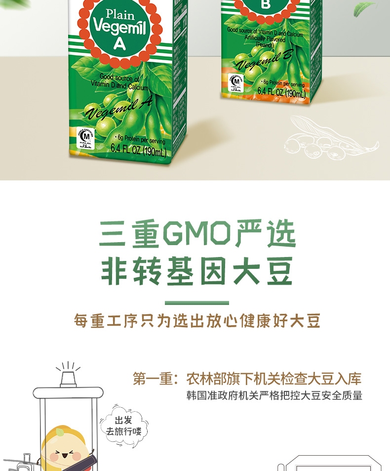 韩国进口 Vegemil 豆乳植物奶蛋白饮料 190ml*16盒 图12