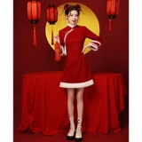 Красное ципао, зимнее летнее вечернее платье, подходит для подростков