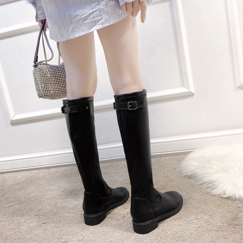 Модные флисовые высокие сапоги, демисезонные ботинки с бантиком, коллекция 2021, подходит для подростков, в корейском стиле