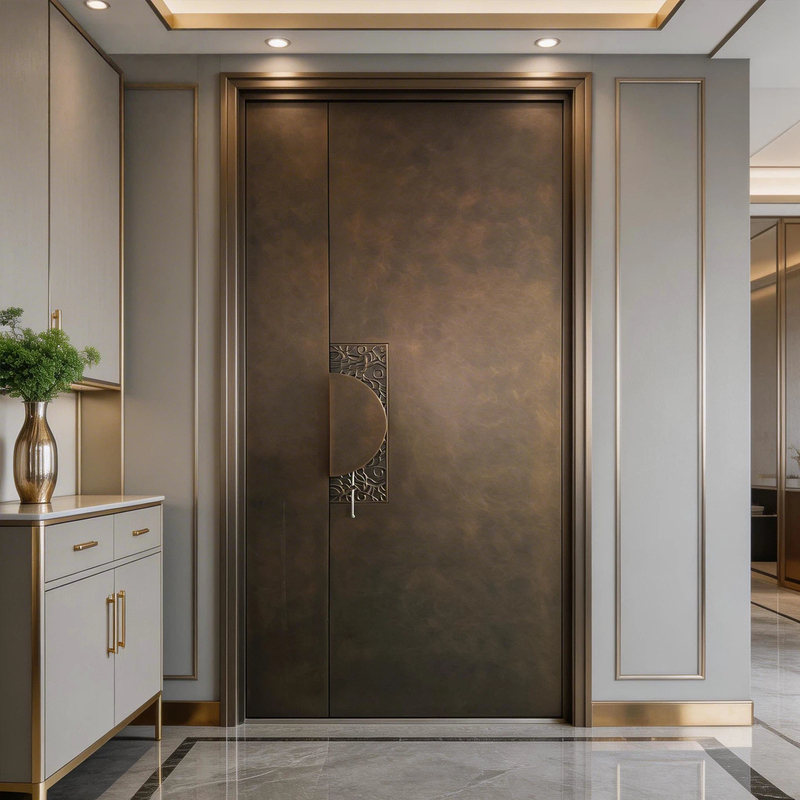 Explosion-Proof Cast Aluminum Door, Entrance Door, Double Door, Modern Light Luxury Villa Door, Double-Door Entrance Door, Copper Door, Security Door
