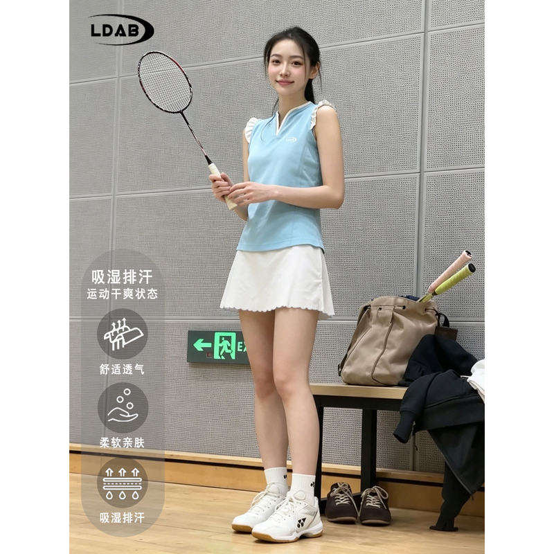 Ldab Blue Sleeveless Badminton Suit for Women 2026 Summer New Quick-Drying Breathable Training Beautiful Sportswear Ldab Blue Sleeveless Badminton Suit for Women 2026 Summer New Quick-Drying Breathable Training Beautiful Sportswear