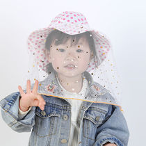 Catkin face covering outdoor hat baby mask bug breathable baby hood sun protection belt children summer anti-mosquito hat cover