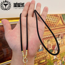 Dandandi Thai Buddha Amulet Necklace Titanium Titanium Silver Inlaid with Diamonds Lanyard Black with Ring Eagle Hook Necklace