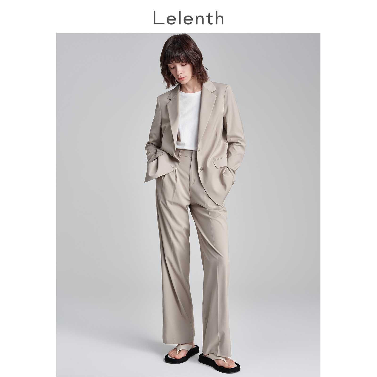 Lelenth ライトダークカラークールライトウェイトシルエットブレザーレディースカジュアルスタイリッシュスリム通勤スーツ