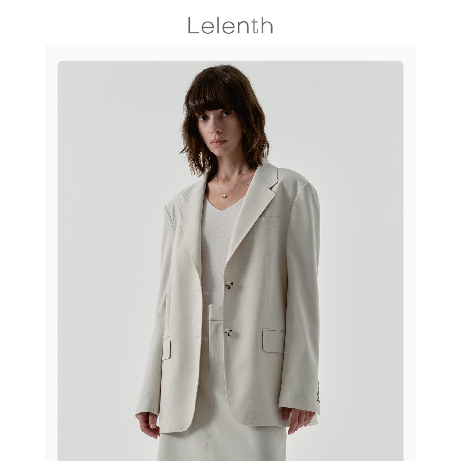 Lelenth Suit Jacket Woman Spring Autumn Senior Sensation Fried Street West Suit White Single West 2023 New Professional Coat-Taobao