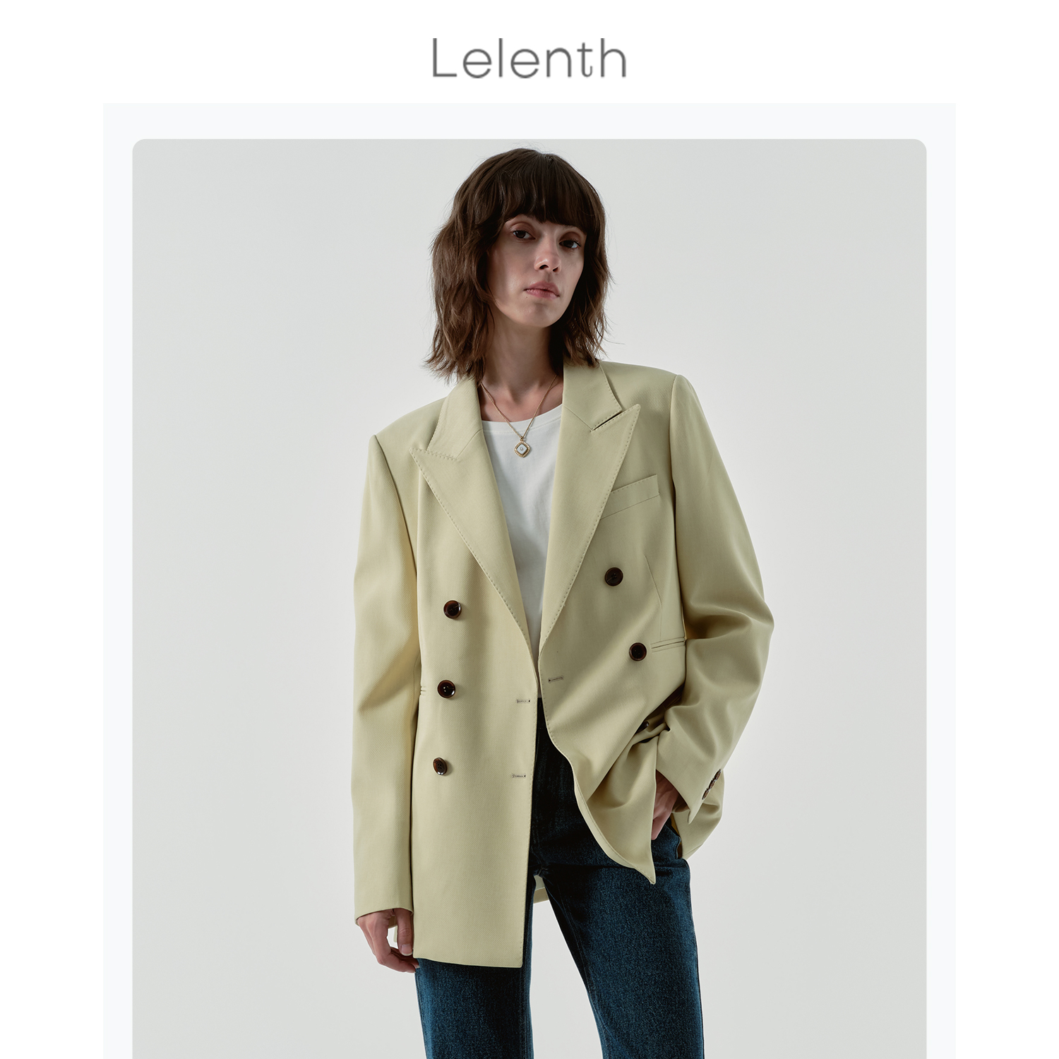 Lelenth Women's Blazer 2021 New Yellow Single Western Women's Autumn Dress Suit Senior Top