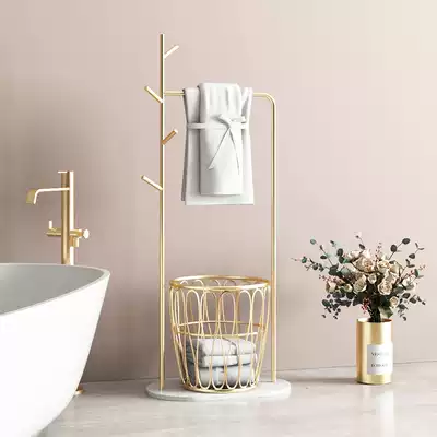 Light extravagant simple modern bathroom rack floor-to-ceiling marble wrought iron golden towel rack dressing room shelf toilet