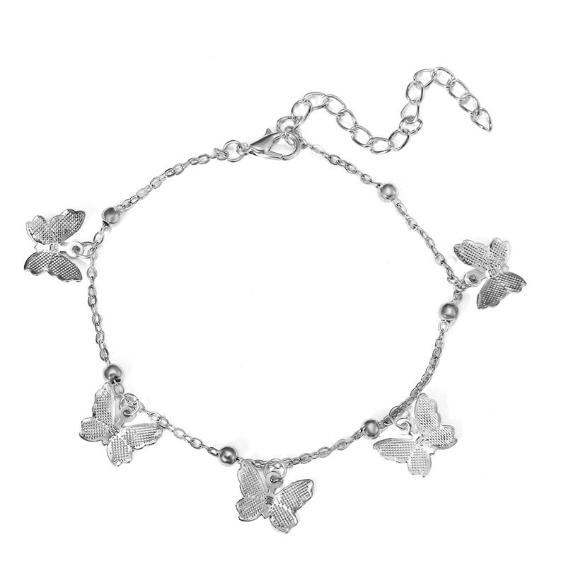 Butterfly Pendant Anklet Jewelry Beach Foot Accessory Hollow Butterfly Pendant Handmade Anklet