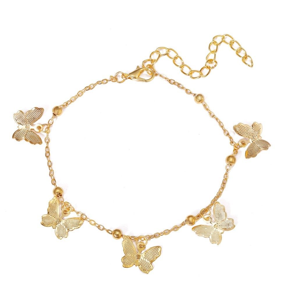 Butterfly Pendant Anklet Jewelry Beach Foot Accessory Hollow Butterfly Pendant Handmade Anklet