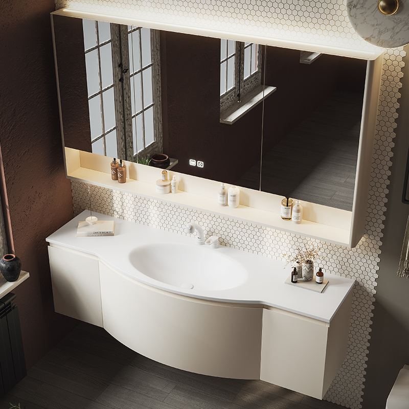 Slate Hot-Bent Integrated Basin Bathroom Cabinet Combination, Arc-Shaped Large Basin, Bathroom Washbasin, Face-Washing and Hand-Washing Basin Cabinet Slate Hot-Bent Integrated Basin Bathroom Cabinet Combination, Arc-Shaped Large Basin, Bathroom Washbasin, Face-Washing and Hand-Washing Basin Cabinet