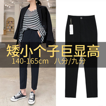 150cm small sub-Western pants 90% matched with high western dress pants female straight cylinder loose display slim high waist smoke pipe pants 155