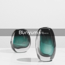 Simple modern emerald glass flower arrangement model room sales office entrance soft decoration vase ornaments