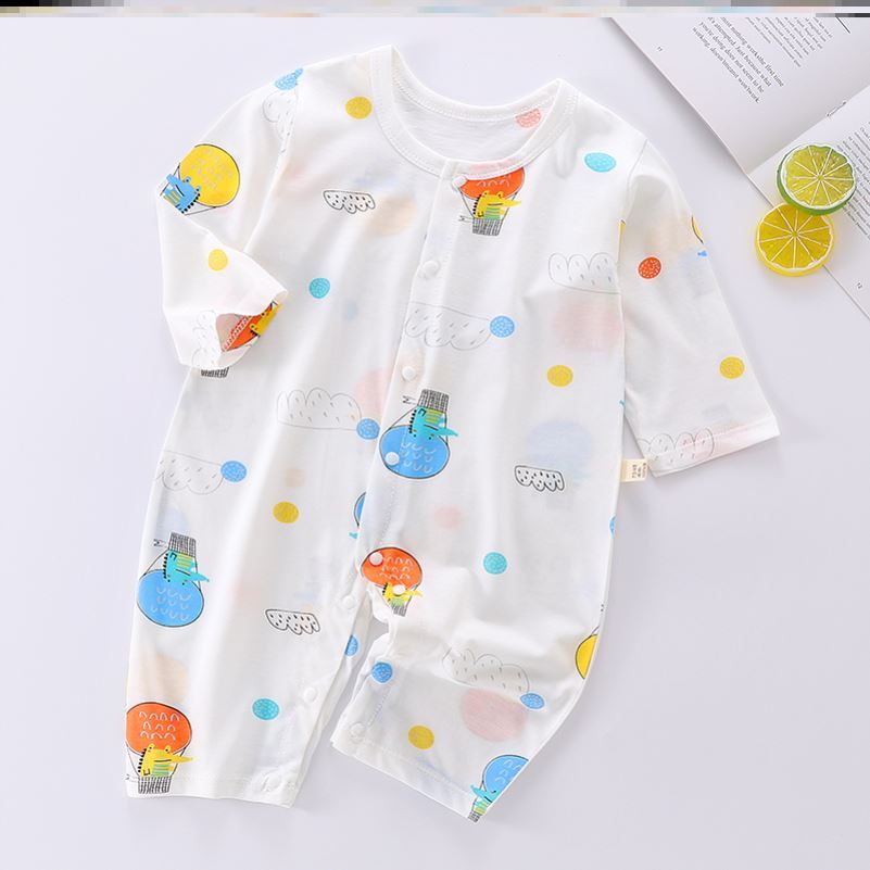 Baby air-conditioning shirt summer one-piece cotton silk romper summer clothes ultra-thin romper soft long-sleeved men's and women's baby pajamas