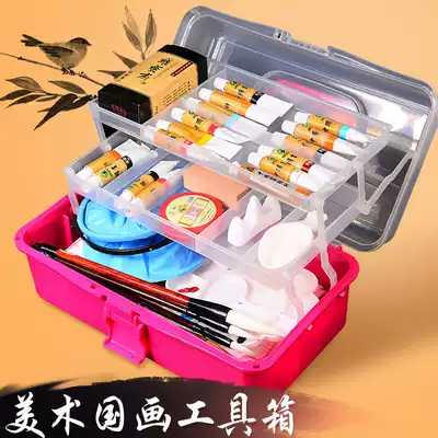 Children's art toolbox gouache painting paint storage box manicure Chinese painting Box Portable Primary school students