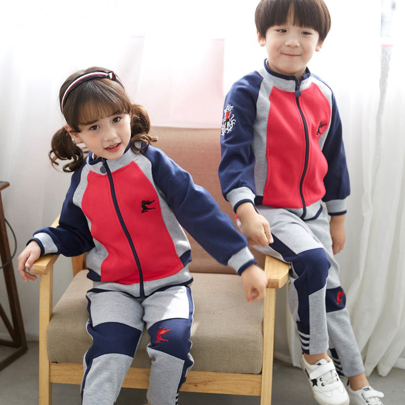 Primary school uniforms spring and autumn suits kindergarten garden uniforms class uniforms children's sportswear British style three-piece custom