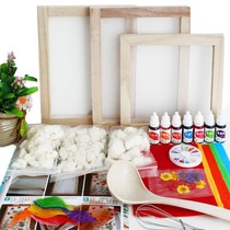 Ancient method papermaking material package set Children diy hand-made repaper mesh flower paper pulp frame