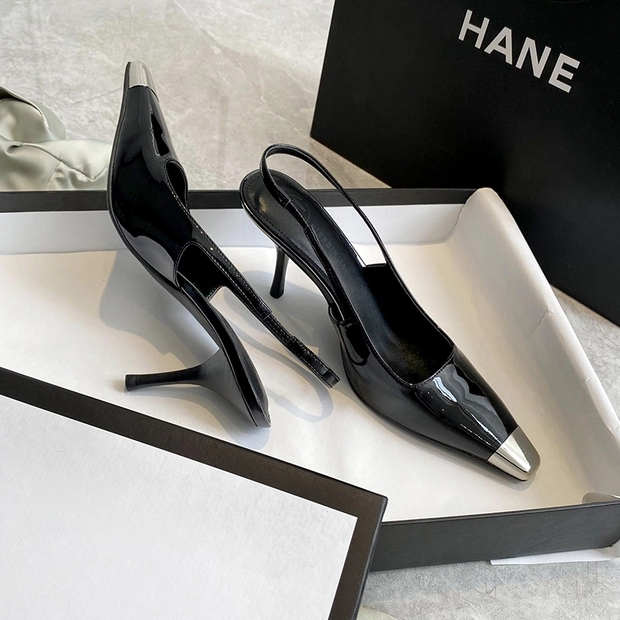 Rose Park Chae Young's Same Style High Heels Women's Patent Leather Black Pointed Toe Women's Shoes Stiletto Sexy Small Square Toe Closed-Toe Sandals Rose Park Chae Young's Same Style High Heels Women's Patent Leather Black Pointed Toe Women's Shoes Stiletto Sexy Small Square Toe Closed-Toe Sandals
