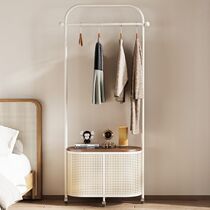 Floor-standing cream coat rack simple bedroom imitation rattan dirty clothes basket light luxury storage household mobile clothes rack floor-standing