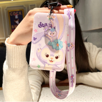 New Cardcard Documents Cover Subway Meal Card Students Campus Access Control Protective Sleeves Hang-up Hanging Ropes Cartoon Pick-up card Meng