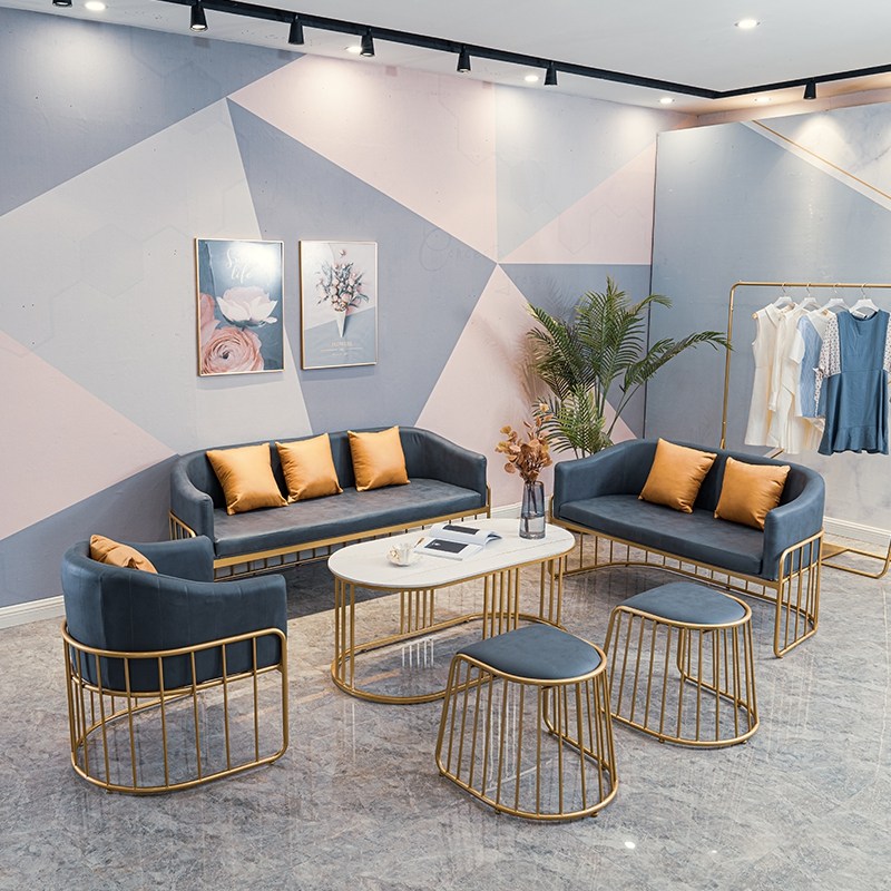 Nordic Tech Cloth Sofa Combination Free Washout Small Family Type Tennis Red Brief Modern Beauty Hairdressing reception Guest Sofa