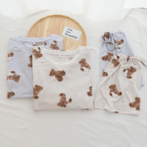 Summer thin Modale cotton cute cartoon printed round collar loose short sleeves Home Home Skirt Sleeping Skirt