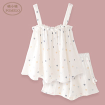 ins summer thin section pure cotton cotton cloth creamy cloth butterfly knots cotton yarn harness minimalist short sleeve shorts home sleepwear jacket