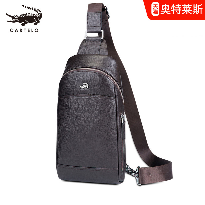 Caravan Crocodile Men's Chest Bag Genuine Leather Han Version Slanted SHOULDER BAG Shoulder Bag Casual Bull Leather Purse Tide Pack Men