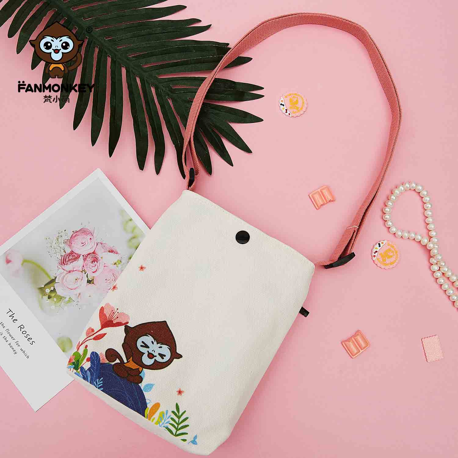 Fan Xiaomeng Monkey Cute Cotton Mini Canvas Bag Messenger Bag