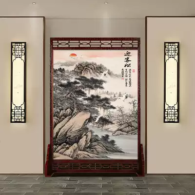 New Chinese style screen partition office entrance living room custom size double-sided landscape painting entrance door blocking seat screen