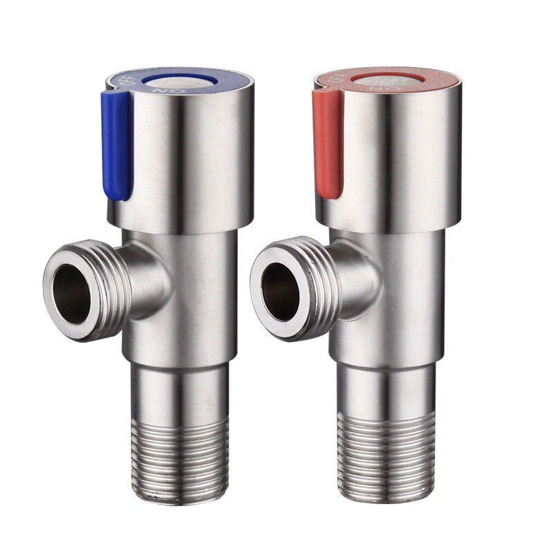 304 stainless steel triangular valve eight-character valve full copper thickened explosion-proof 4-point water heater toilet basin water stop valve