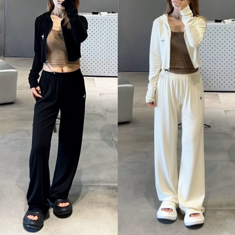 Smkk Wandering Morning Jogging Set Slim Fit Sports Hoodie Loose Casual Wide Leg Pants Two-Piece Women's Set