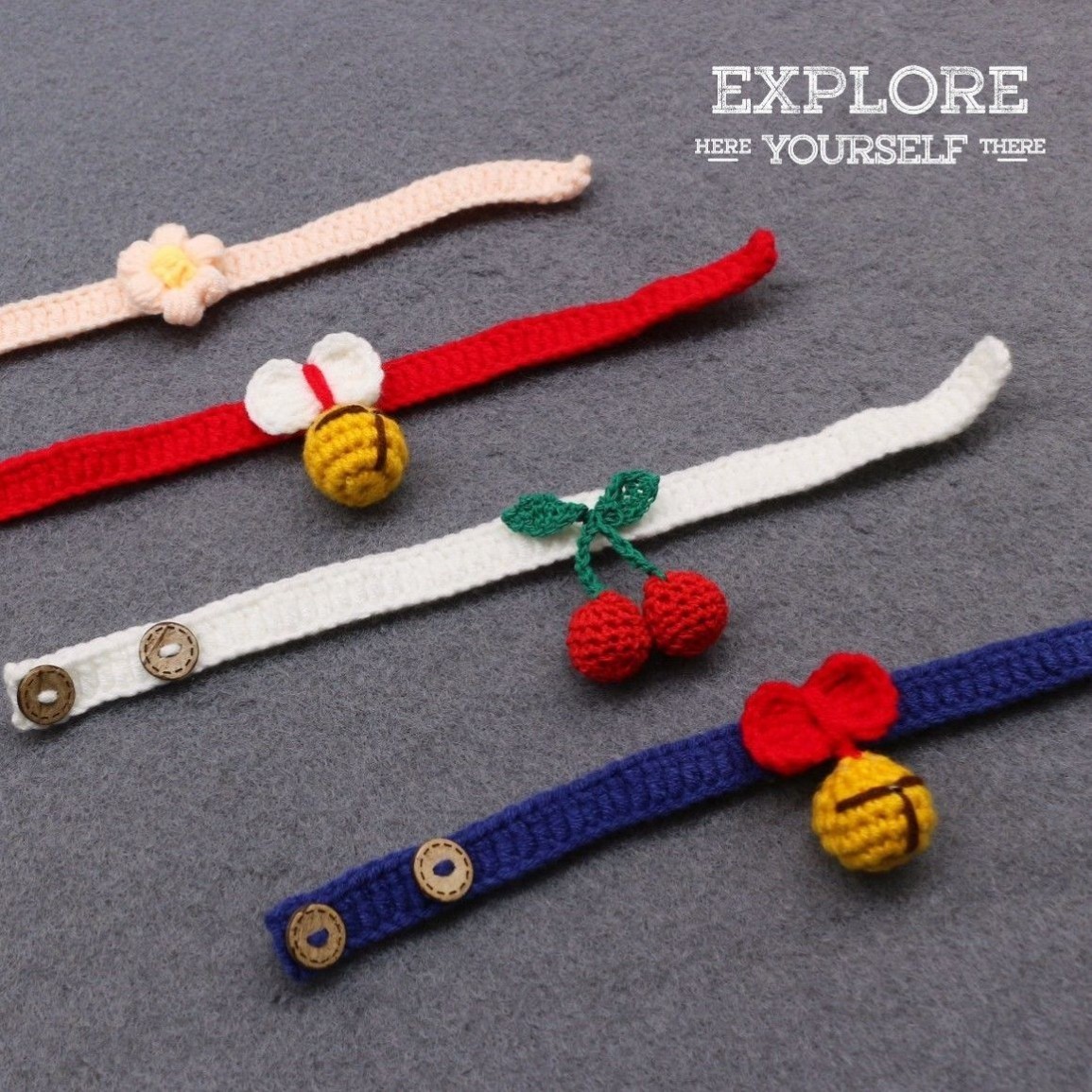 Cat collar silent bell adjustable dog small dog hand-knitted scarf British short American short pet collar