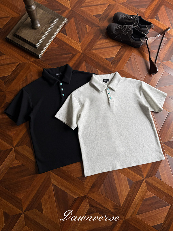 Dawnverse "Tears of the Ocean" Turquoise Polo Collar Anti-Wrinkle Air Layer Short-Sleeve T-Shirt Elegant Old Money Style