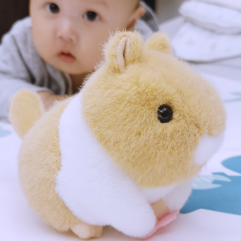 Pull the rabbit can shake the tail hamster plush toy simulation rabbit doll doll small squirrel wind-up doll