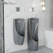 Color small poop ceramic home adult urinal toilet hanging wall type automatic inductive odor-proof urine hopper