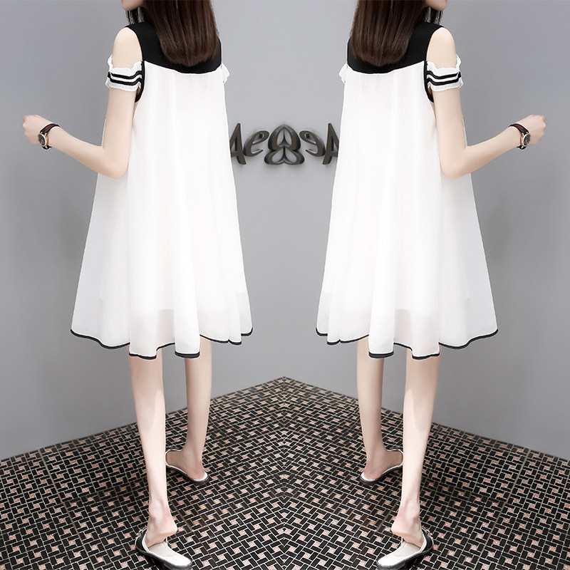 Pregnant women 2021 summer new chiffon a dress long loose thin fake two fashion skirt